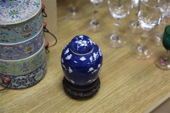 A Chinese Sraits Tengkat tacking box and a jar and cover 22cm